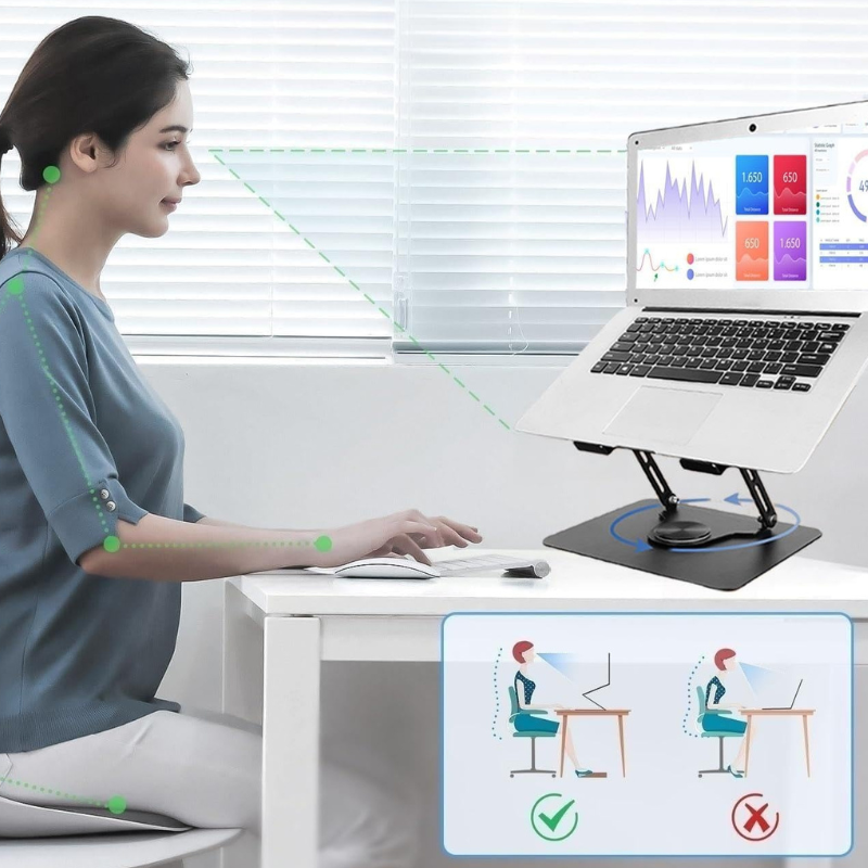 Support PC Portable 360° Pliable & Réglable