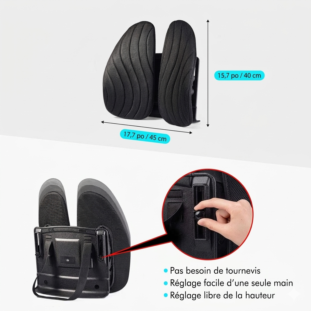 Support lombaire ergonomique réglable