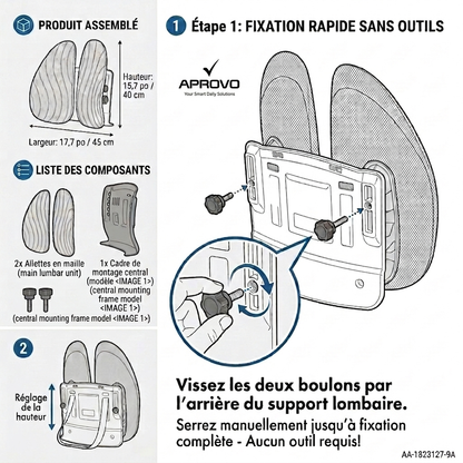 Support lombaire ergonomique réglable